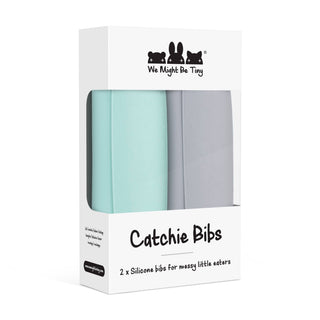 Catchie Bibs® 2.0 - Mint & Grey - We Might Be Tiny