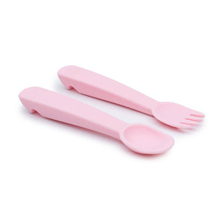 Feedie® Fork & Spoon Set - Powder Pink - We Might Be Tiny