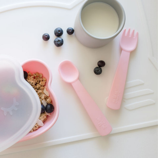 Feedie® Fork & Spoon Set - Powder Pink - We Might Be Tiny