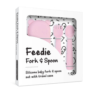 Feedie® Fork & Spoon Set - Powder Pink - We Might Be Tiny