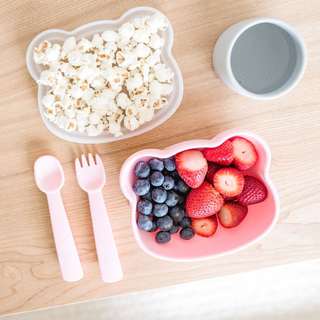 Feedie® Fork & Spoon Set - Powder Pink - We Might Be Tiny