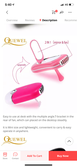 Mini USB Portable Fan - Eyelash Extension or Nail Dryer